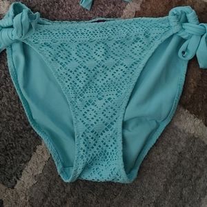 Victorias secret aqua crochet bikini bottom M